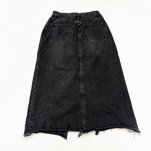 Petal + Pup Black Denim Front Slit Jean Cotton Skirt Size 2 - Picture 2 of 7